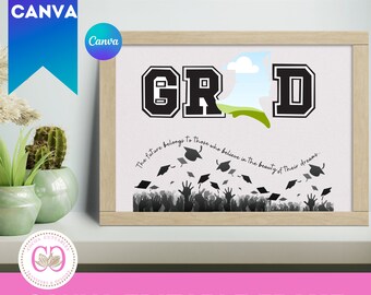 GRAD Female Senior Graduation Canva Frame, Canva GRAD Template, 2026 graduation designs, Drag & Drop senior,2026 Graduation Canva Templates