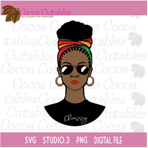 Schwarze Frau mit Headwrap SVG | Afroamerikanerfrau SVG | Schwarze Mädchen Magie SVG | Clipart Cut Datei für Cricut Silhouette Brother