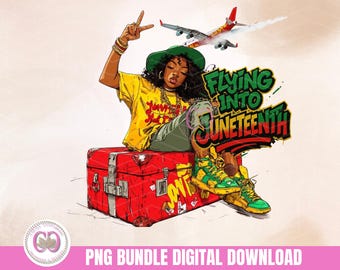Die Juniteenth Frau PNG, Afro-Graffiti-Kunst, schwarze Geschichte (digitaler Download)