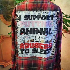 Animal Flannel Shirt, Flannel Shirt with Back Patch, Dog Shirt, Cat Flannel, Flannel Shirts, Pet Rescue Flannel Shirt, XL Men&#39;s