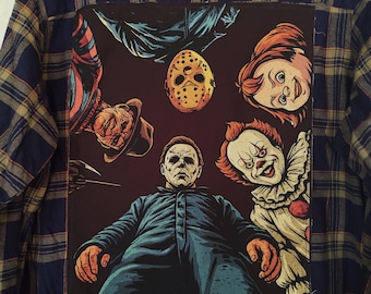 Men's XL Horror Movie Flannel Shirt with Back Patch