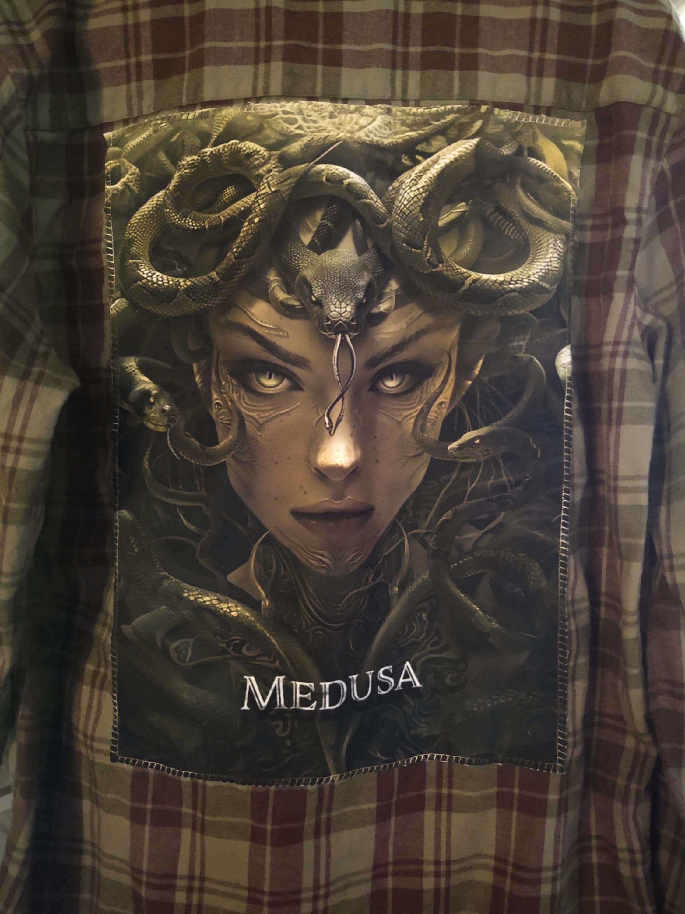 Medusa Flannel Shirt: Back Patch Graphic - Large Tall Mens Size - Etsy