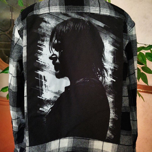 Daryl Dixon Flannel Shirt, Flannel Shirt with Back Patch, Walking Dead Flannel, The Walking Dead Shirt, Large Unisex