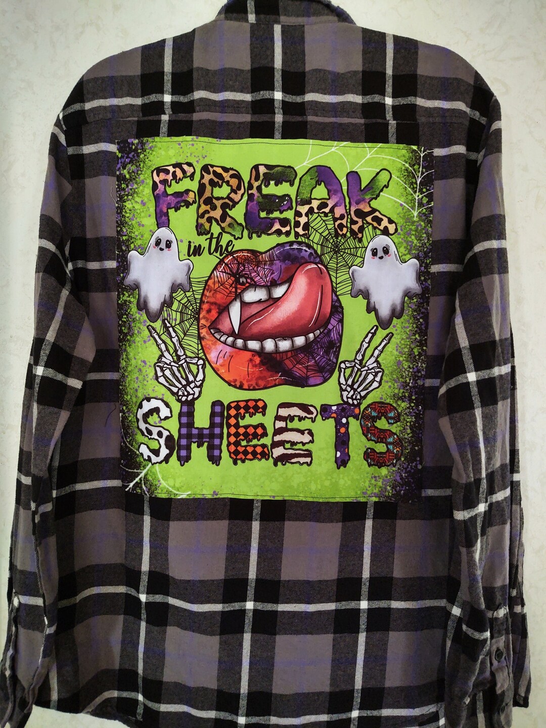 Halloween Flannel Shirt, Flannel Shirt With Back Patch, Horror Flannel 