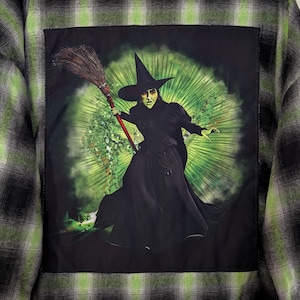 Witch Flannel Shirt, OZ Ruby Red Shoes, Wicked Flannel Shirt, Oz Shirt, Wicked Witch, Large Womens