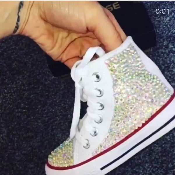 Kids crystallised sneaks infant/children fully encrusted Romany bling