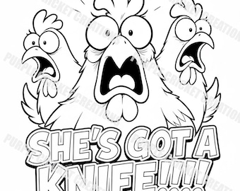 Funny Chickens She's Got A Knife SVG PNG, Laser Cutting Engraving (Digital Download)