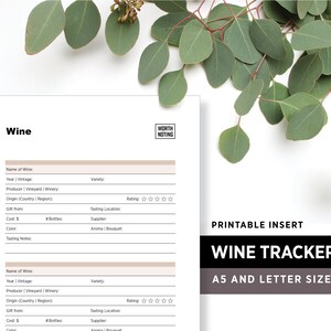 Rejestr i śledzenie degustacji wina • Wkładka do druku • Rejestr wspomnień • Lista rzeczy do zrobienia przed śmiercią • Format A5 + Letter • Dziennik podróży • Dziennik warty odnotowania