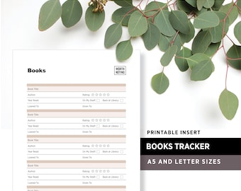 Book Tracker and Log • Printable Insert • Adventure Tracker • Bucket List • Memory Journal • Worth Noting Journal • A5 + Letter Size