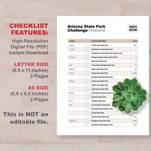 Arizona State Park Challenge Checklist Printable Insert image 4