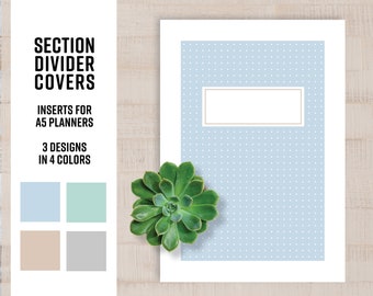 BUNDLE: Section Dividers | Covers • A5 Planner Printable Insert (no tabs) • 3 Designs in 4 Colors • Add your Own Section Title by Hand