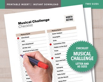 Musical Challenge Checklist! 80 Musicals Listed • Adventure Tracker • Printable Checklist—Instant Download • Bucket List • A5 + Letter Sizes