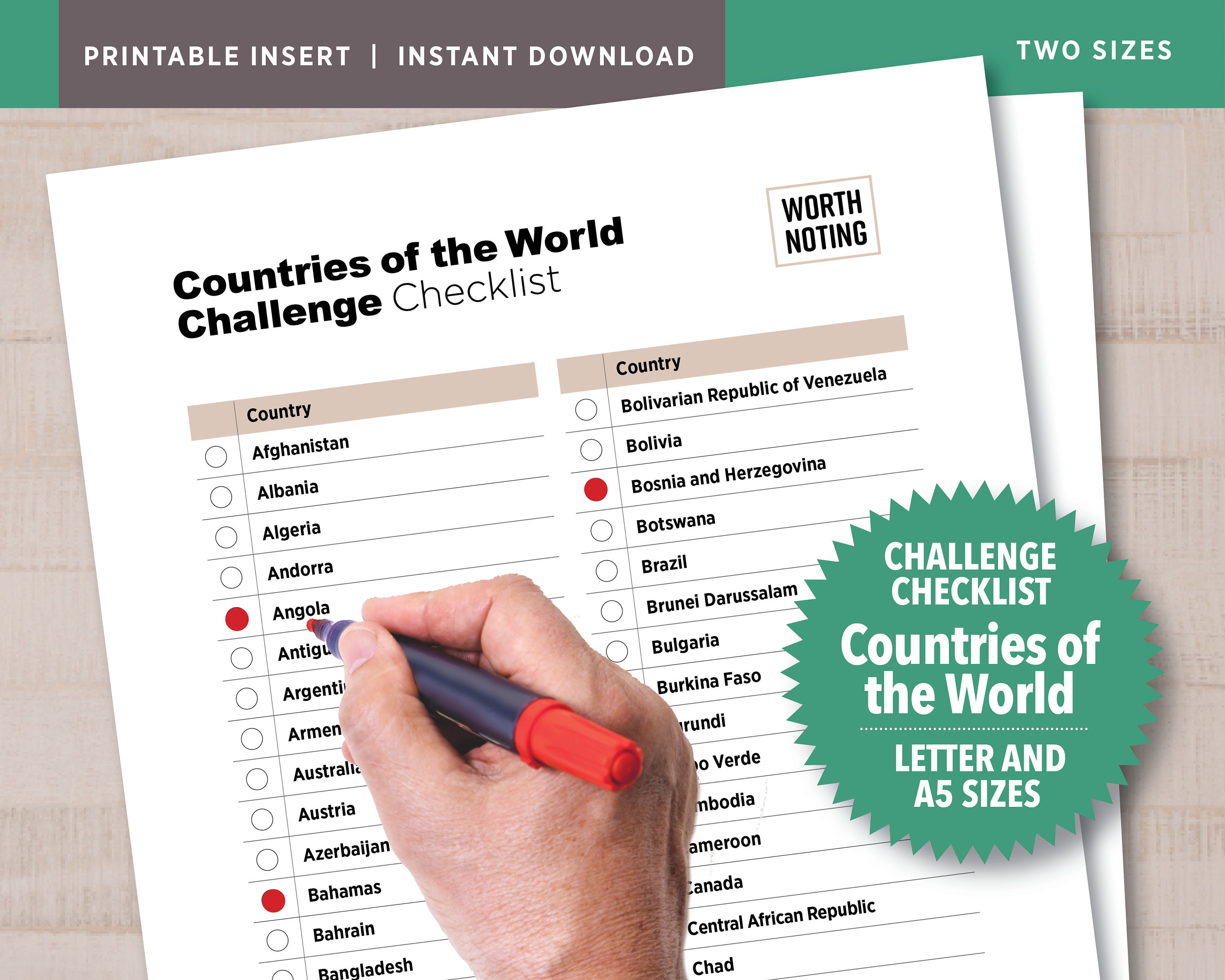 Countries Of The World Challenge Checklist Adventure Tracker Etsy Espa a Countries Of The World Challenge Checklist Adventure Tracker Etsy Espa a