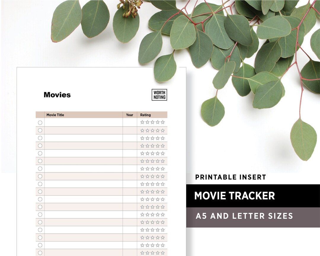 Movie Tracker and Memory Log • Printable Insert • Adventure Tracker ...