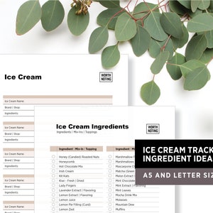Ultimate Ice Cream List 300 Ingredients, Toppings & Mix-ins Printable Insert Adventure Tracker Log Bucket List A5 Letter Size image 1