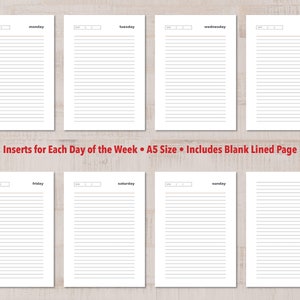 7 Days a Week Journal Pages Printable Insert for A5 Planners Monday Tuesday Wednesday Thursday Friday Saturday Sunday image 2