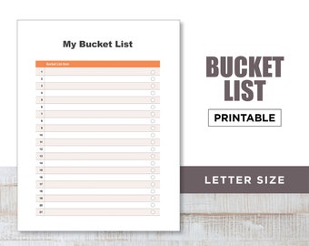 Bucket List • Blank Letter Size Printable Checklist — Instant Download • Worth Noting Journal • Adventure Tracker