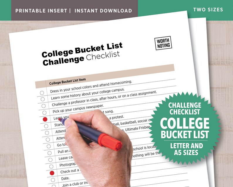 College  University Bucket List  Challenge Checklist90 image 1