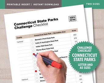 Connecticut State Park Challenge Checklist • Printable Adventure Tracker • Bucket List Journal • USA Travel Journal • A5 + Letter Size