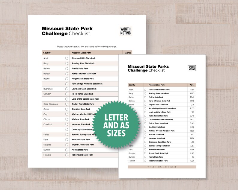 Missouri State Parks Challenge Checklist Adventure Tracker - Etsy