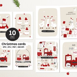 Tarjetas de Navidad divertidas imprimibles, Juego de tarjetas navideñas, Tarjetas de felicitación de Navidad Descarga digital, Uso comercial