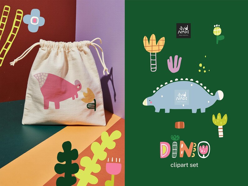 Modern Dinosaur Clipart Set | Abstract Dino PNG Bundle for Kids ...