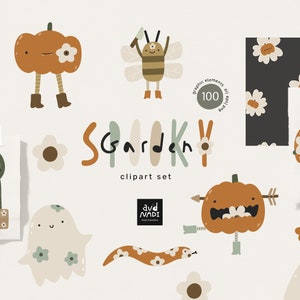 Spooky Halloween clipart set, Pumpkin clipart, Cute ghost clipat, Spooky season png, Commercial use