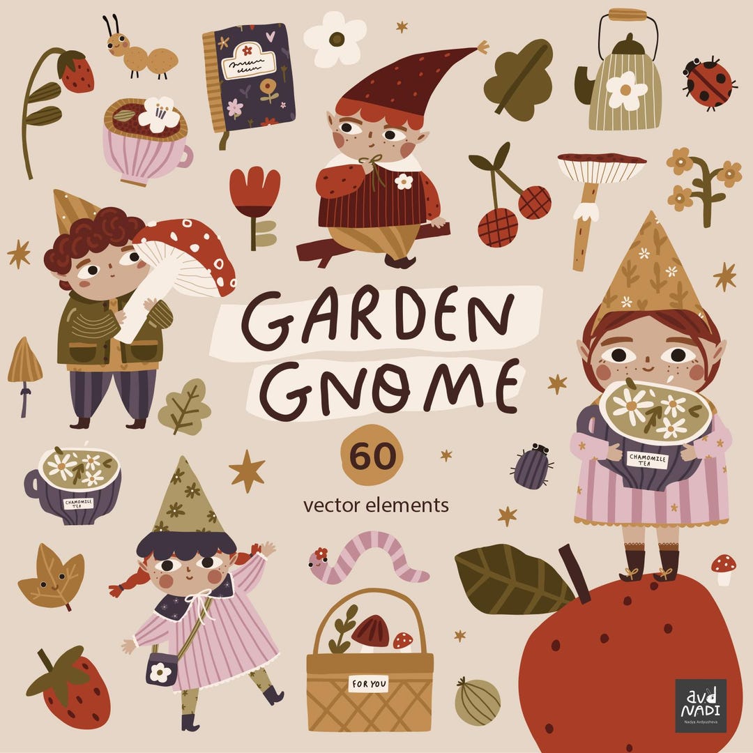 Autumn Garden Gnome Clipart Set, Cute Gnomes, Fall Season Clipart ...