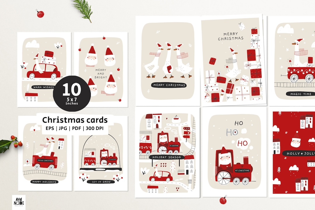 Funny Christmas Cards Printable, Holiday Card Set, Christmas Greeting ...