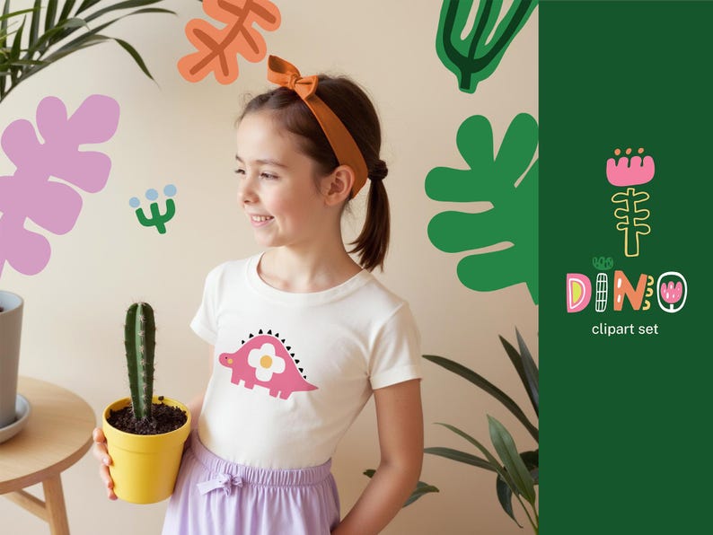 Cute Dino Clipart Set | 40 Dinosaur Pngs for Kids Stickers, Nursery Art ...