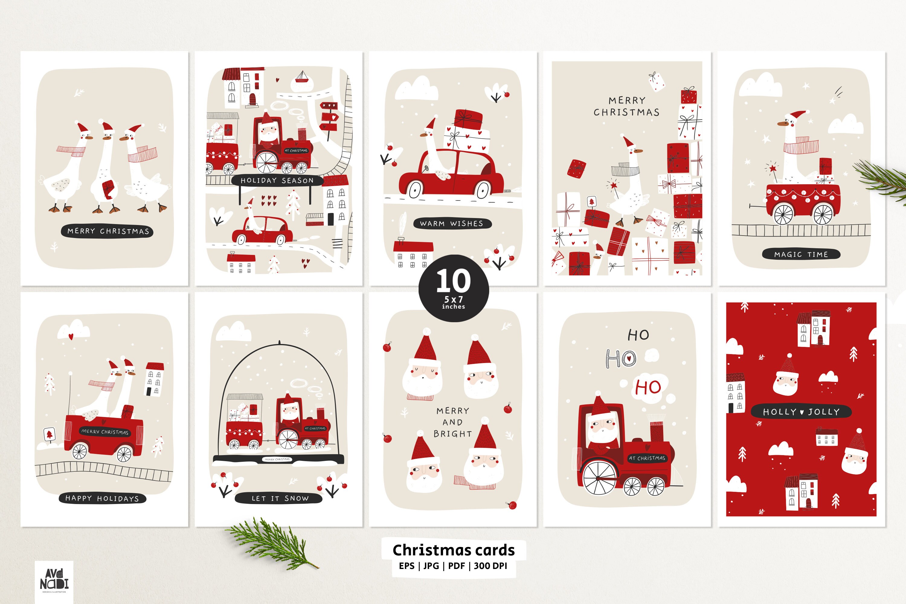Funny Christmas Cards Printable, Holiday Card Set, Christmas Greeting ...