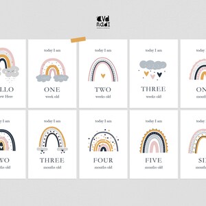 Printable Milestone Cards Rainbow Milestone Cards Unisex Baby Cards ...