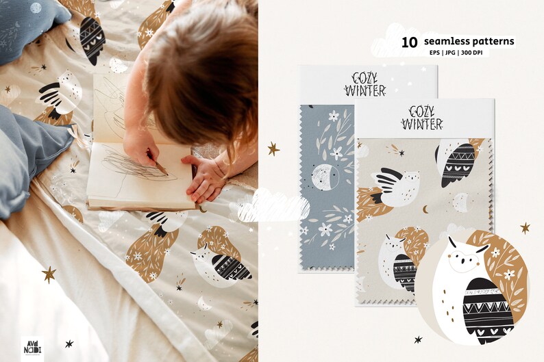 Winter Digital Paper, Cozy Winter Seamless Pattern, Woodland Animals ...