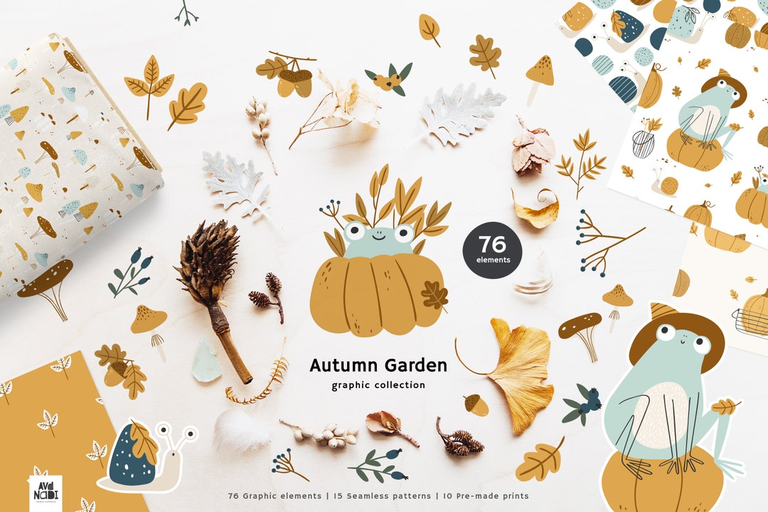 Fall Clipart, Cute Frog Png Files, Fall Digital Paper, Autumn Vector ...