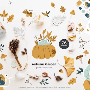 Herbst Clipart, süße Frosch png Dateien, Herbst digitales Papier, Herbst Vektor Kunst, Herbst nahtlose Muster, Kürbis Clipart