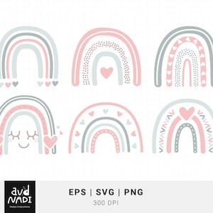 Sweet Pastel Rainbow Clipart, Nursery Baby SVG PNG (digital Download ...