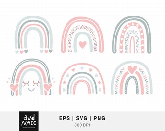 Sweet Pastel Rainbow Clipart, Nursery Baby SVG PNG (Digital Download)