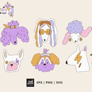 Groovy Dog клипарт, Мультяшная собака ретро png, Бульдог, Пудель, Собака svg, Коммерческое использование