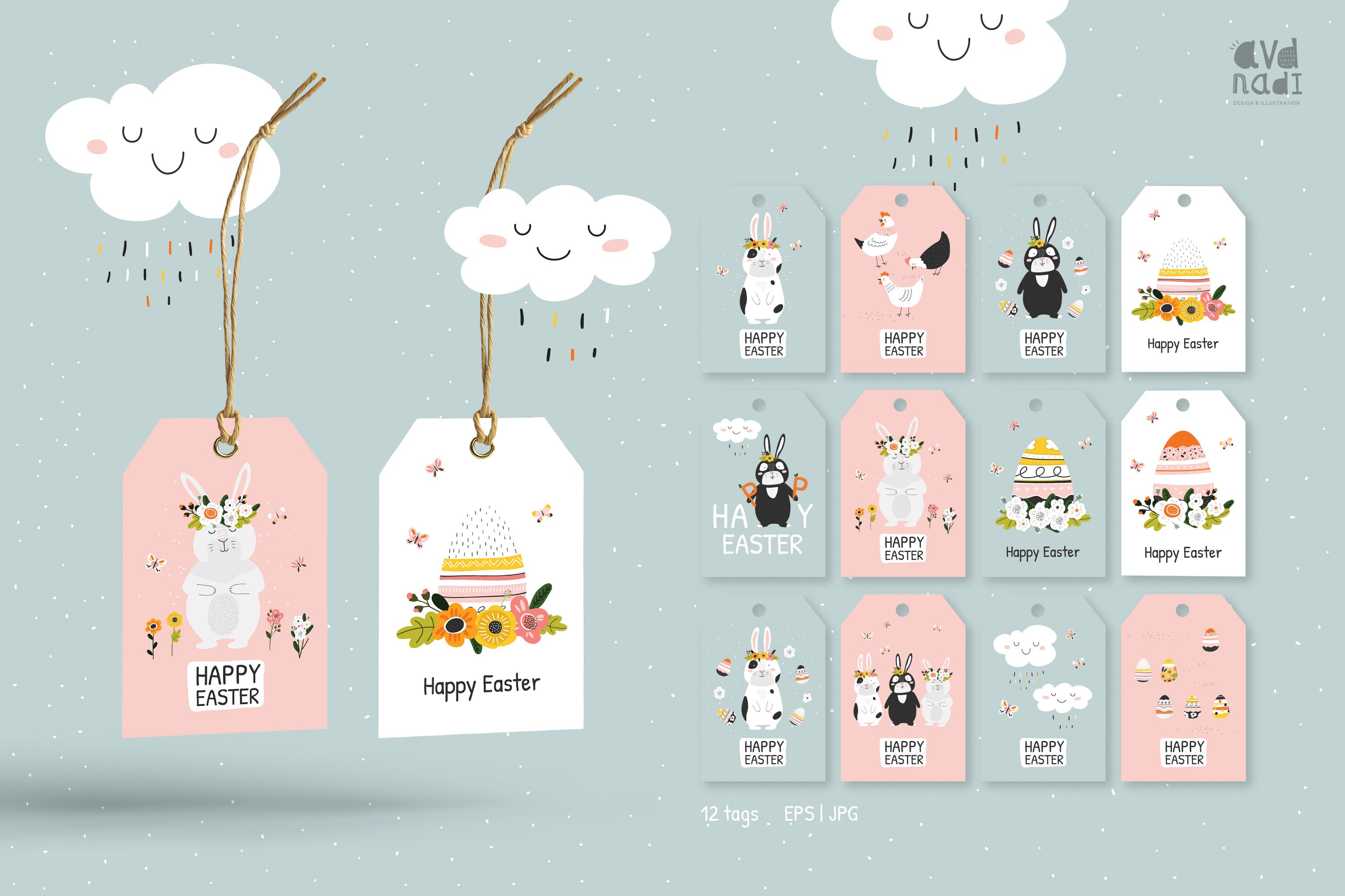 Easter Clipart & Digital Paper Set, Easter Seamless Patterns, Easter ...