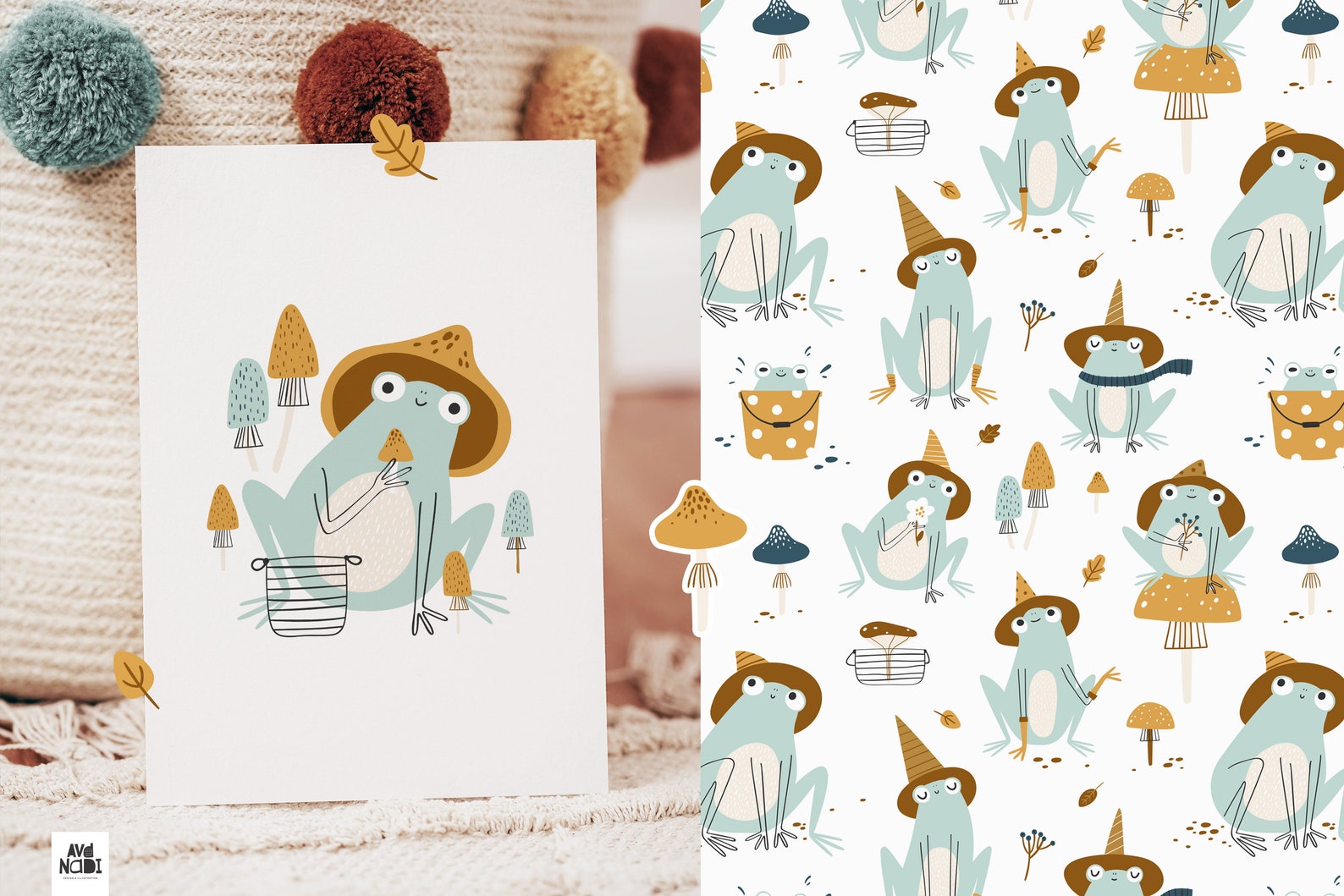 Fall Clipart, Cute Frog Png Files, Fall Digital Paper, Autumn Vector ...