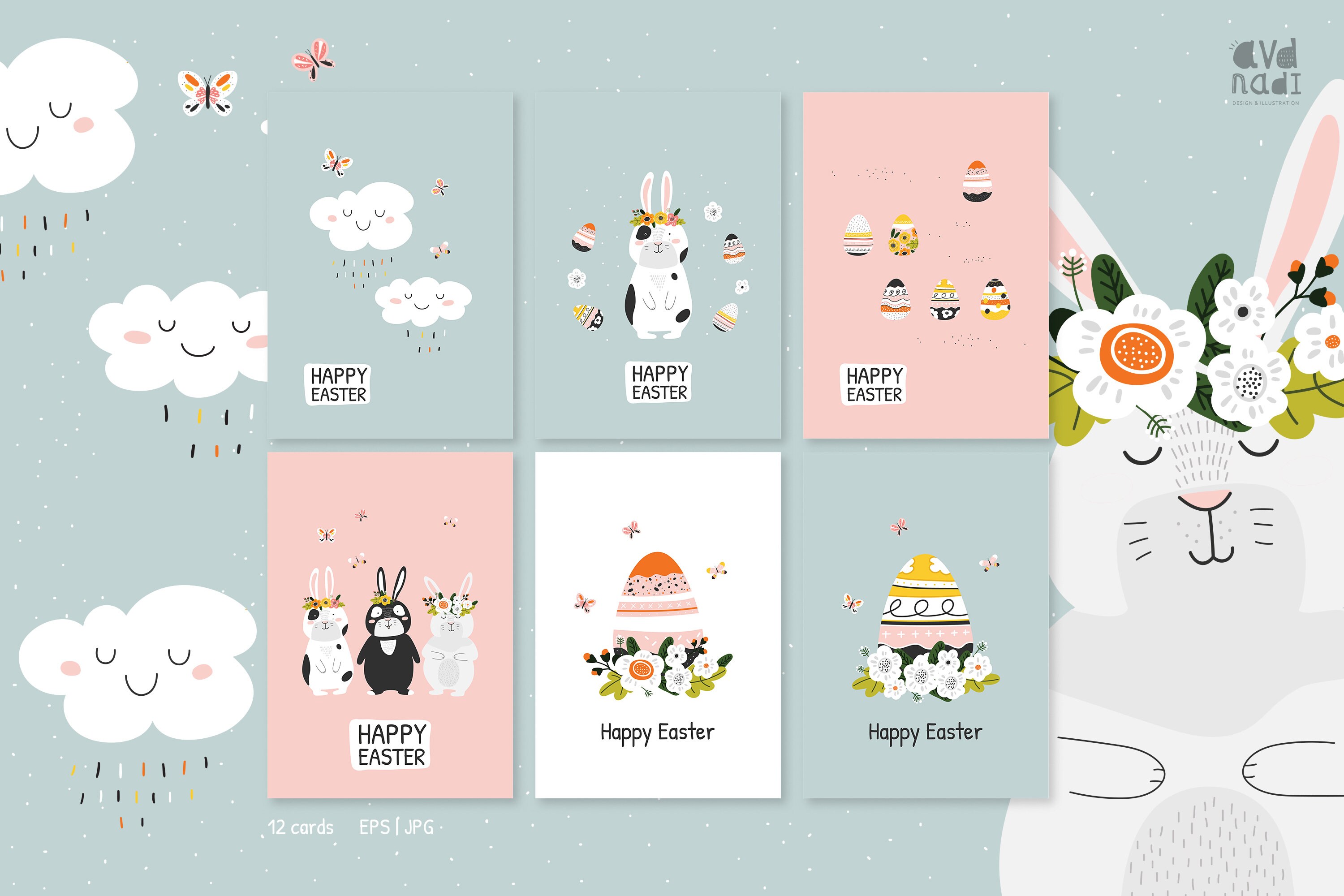 Easter Clipart & Digital Paper Set, Easter Seamless Patterns, Easter ...