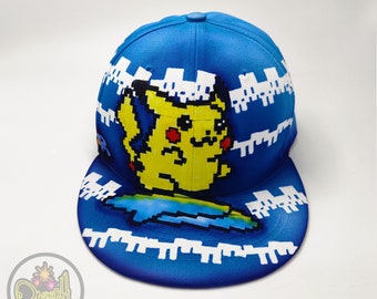 Custom hat, hand painted, snapback style, anime style, flat brim cap