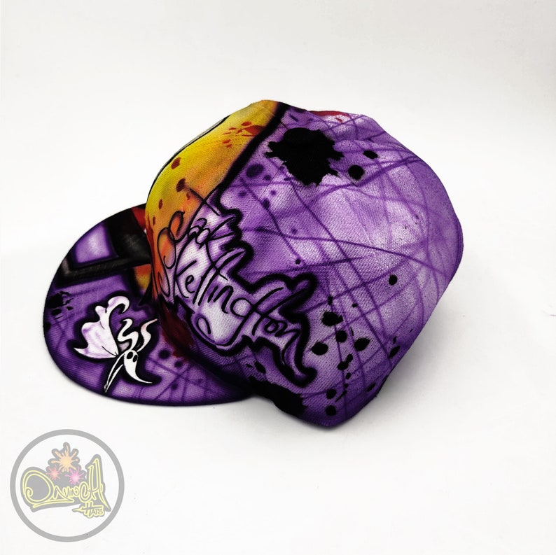 Jack Snapback hat hand painted in Airbrush technique image 3