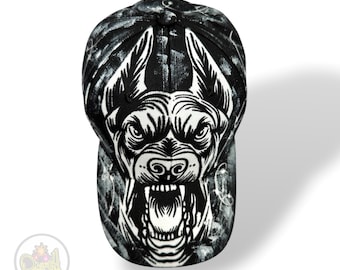 Svart hundkeps handmålad urban stil hatt graffiti doberman snapback anpassad airbrush justerbar keps herr streetwear gåva