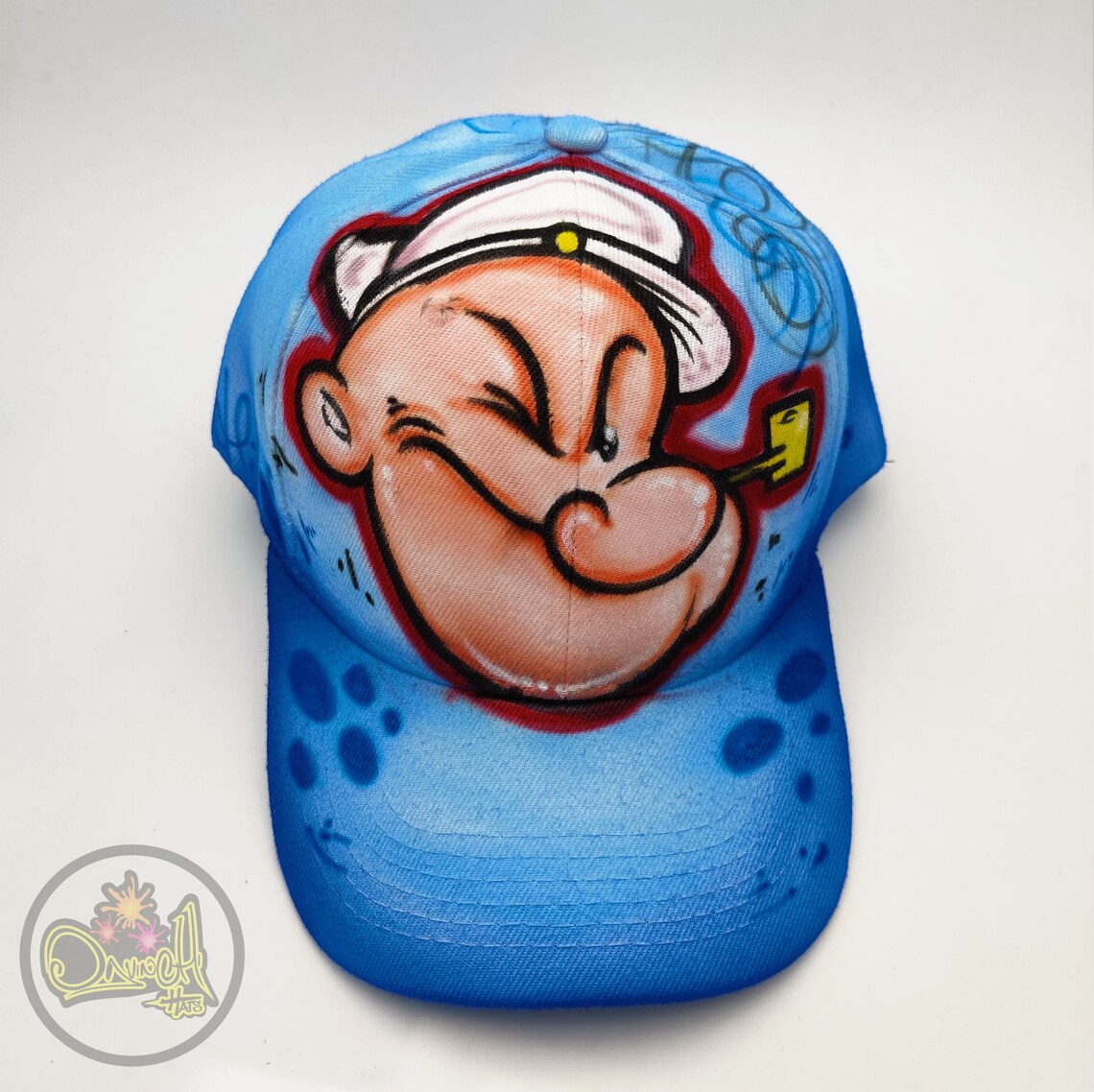 Custom Popeye Hat Hand Painted in the Technique of Airbrushing Etsy