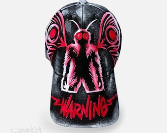 Mothman handmålad basebollkeps gotisk streetwear-hatt anpassad airbrush snapback unik gåva
