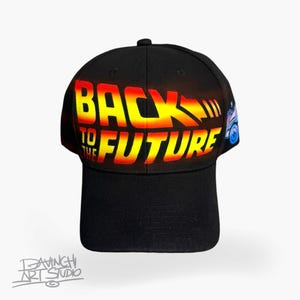Back to the Future Hand Painted Baseball Cap Retro Movie Hat DeLorean Airbrushed Cap Unique 80s Fan Gift