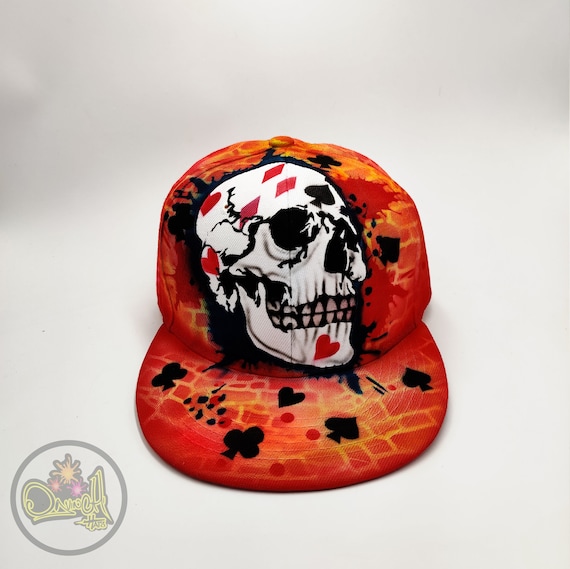 Poker Skull Cap Hand Painted Cap Unique in Its Style  display picture 3