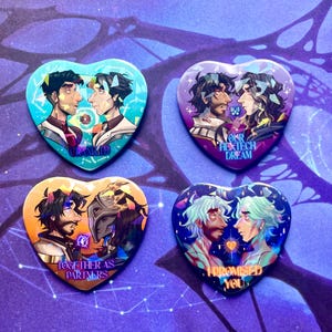Jayvik holographic heart buttons | Viktor and Jayce Arcane