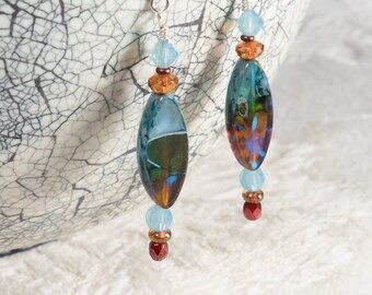 Renaissance Marquise No.2, Czech Glass and Sterling Silver Earrings